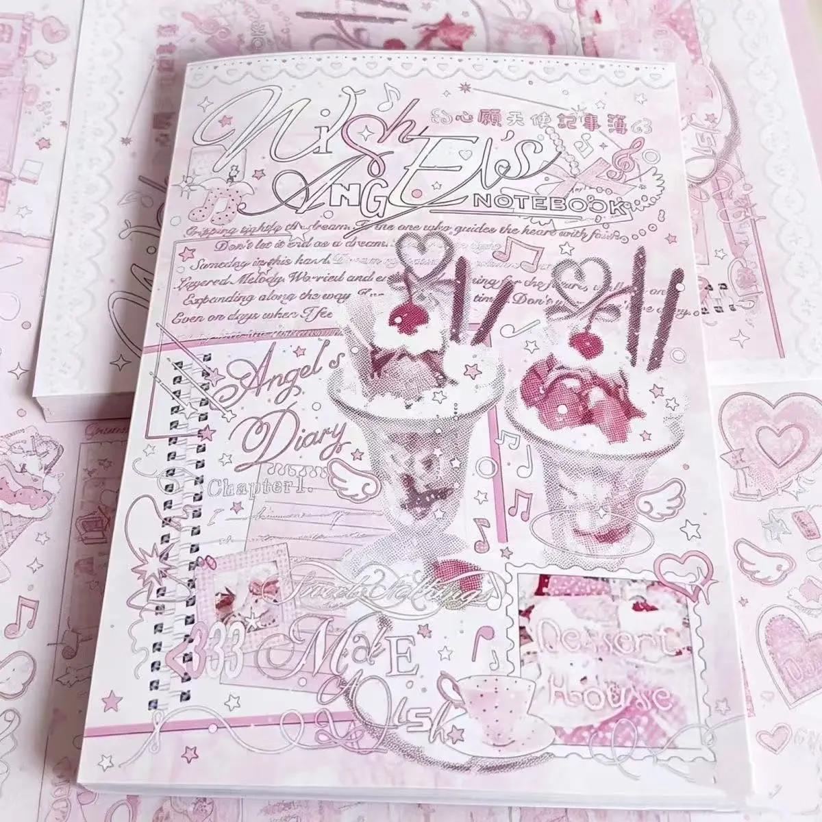 New Angel Wishes Sticker Book, Text Stickers Material, High Aesthetic Hand Account Gulu Card DIY Craft Collage Decoration Gift, Sticker Cards