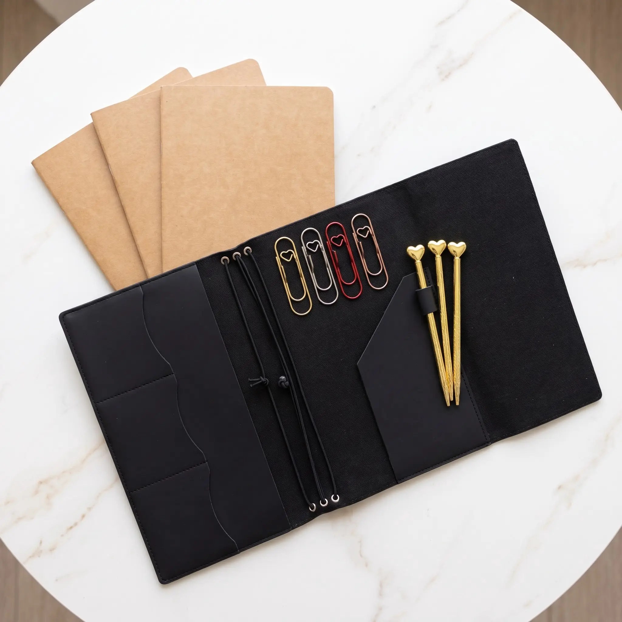 11 pieces/set of handmade artificial leather Travel notebook cover, multi-pocket card Replaceable notebook stand, retro Inside of kraft paper, Christmas gift for men. And women's valentine's gifts.