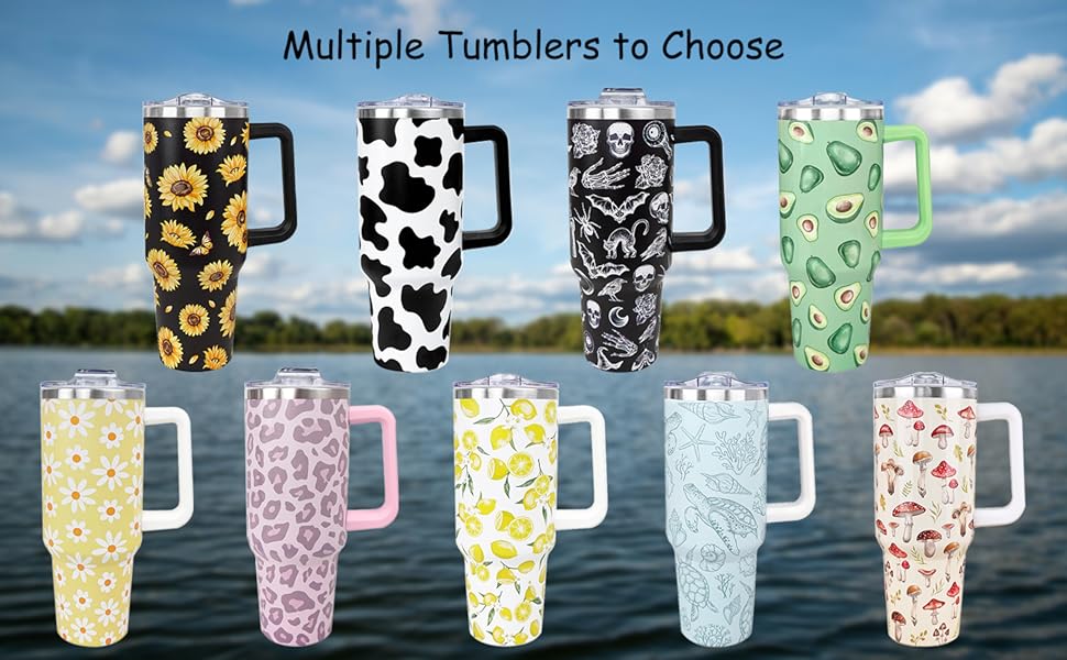 Sea Turtle Tumbler 40 Oz Tumbler with Handle and Straw Coffee Cup Travel Mug Water Bottle, Sea Turtles Gifts for Women Turtle Lovers Girls