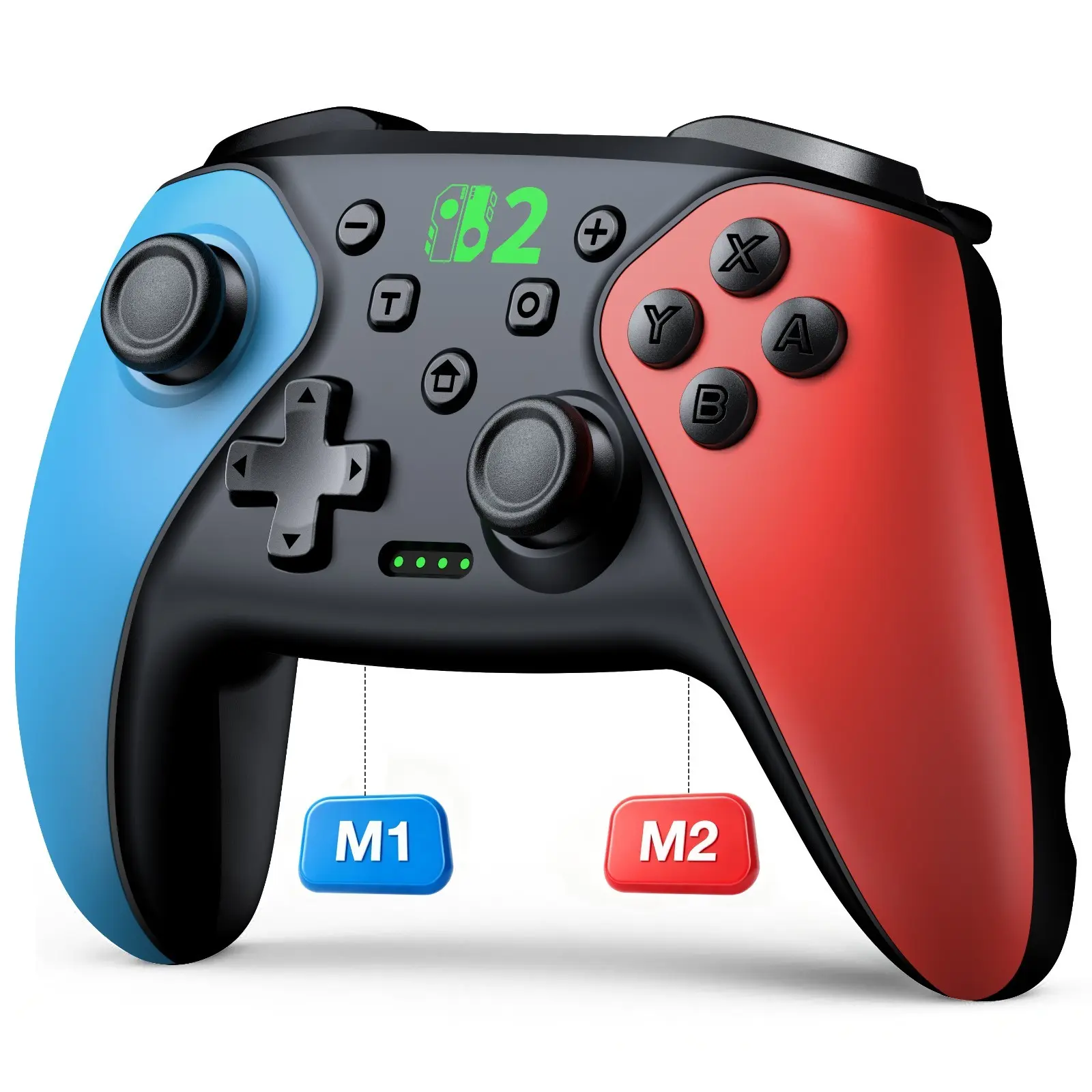 Wireless Nintendo Switch Controller (Cable-Compatible for Switch 2/Lite/OLED, Smartphones & Devices), Console Accessory with Mouse-Touch Back Buttons, Wake-Up, Programmable & Turbo Functions (Sky Blue & Coral Red)