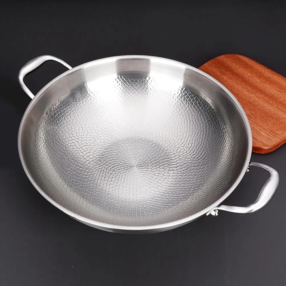 14 Inch Titanium Hammered Wok with Double Handles, Frying Pans Nonstick, Non-Stick Wok, Scratch-Resistant Non Stick Titanium Pans for Cooking,No lid