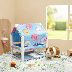 Four-Season Universal Small Pet Two-Layer Hideout House, Washable Dutch Pig Dwarf Rabbit Hedgehog Flower Mouse Sleep Den