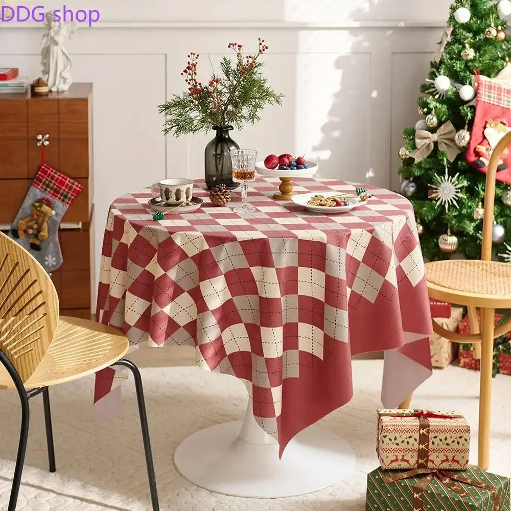 Back to School Red Festive Decor Tablecloth, Soft Background Table Cover, Multipurpose Linen for Dining Tables, Coffee Tables & Classroom Holiday Party Layout