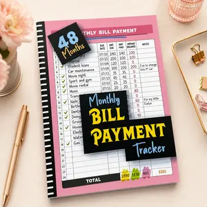 48-Month Budget Planner and Bill Payment Tracker Notebook, 960 Records Monthly Bill Organizer, Expense Tracker and Money Management Book for Home Office and Dorm Use