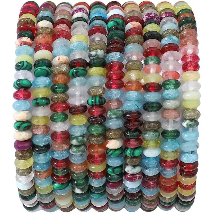 Mix Colored Disk Stone Beads 4x2mm 160 count Rondelle Loose Semi  Beads for  Making Design