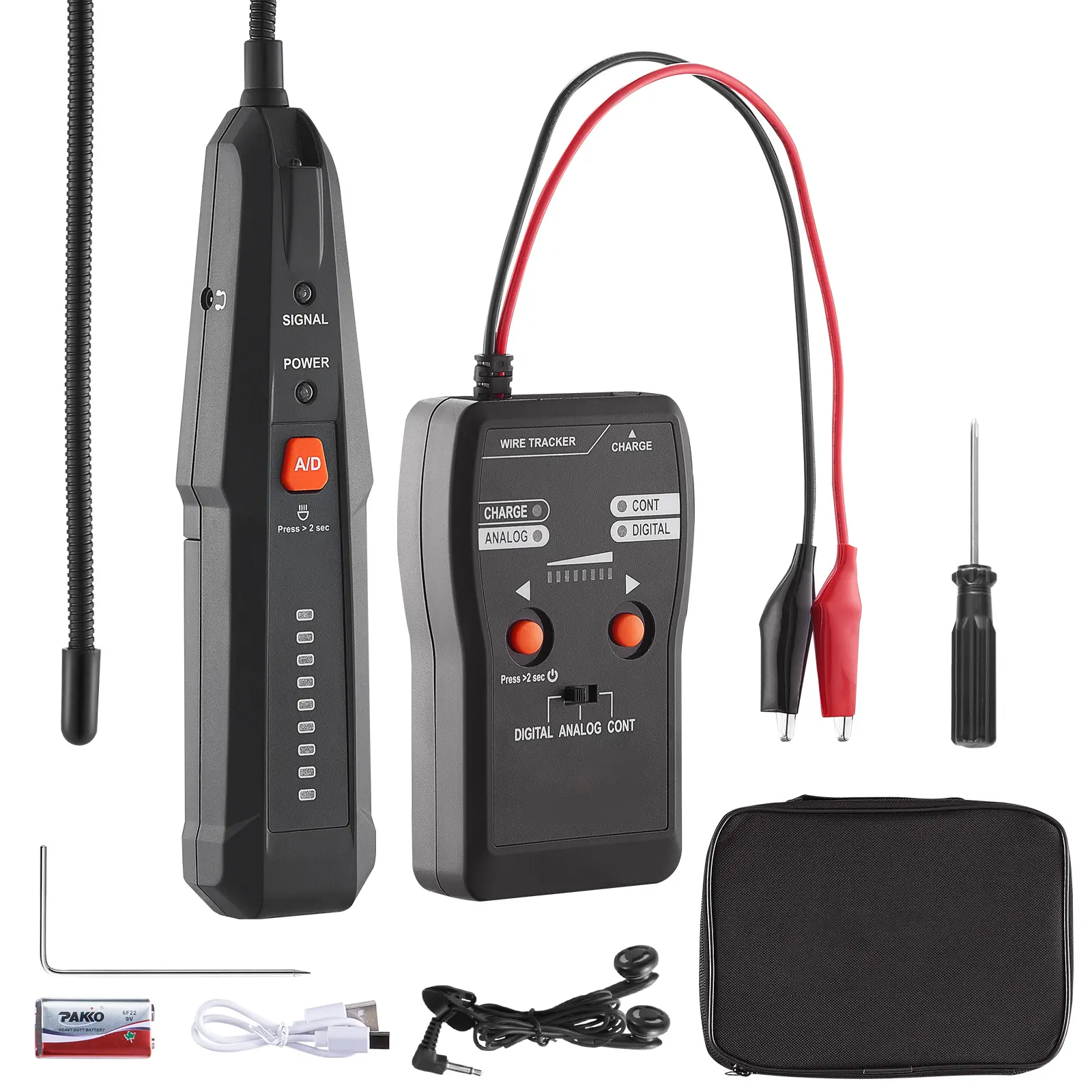 Subterranean Wire Locator, Up to 6.5 FT Detection Depth, Earphone-Included Cable Tracer and Break Detector, 3280 FT Detection Range, Ideal for Locating Hidden Pet Fences and Sprinkler Valves