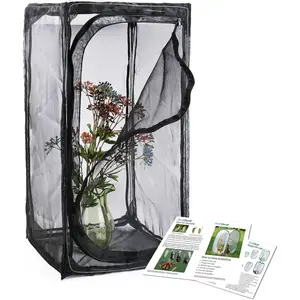 30" Heavy Duty Monarch Butterfly Habitat, Outdoor Collapsible Insect Mesh Cage Terrarium Pop-up with Zipper Protection and Unzip Bottom