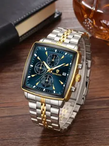Men's Square Case Chronograph Watch, High-End Business Casual Trendy Men's Wristwatch, Stylish and Elegant Timepiece