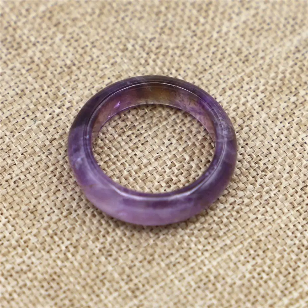 1PC Natural Stone Amethyst Rings Hot Selling 6mm 5 Sizes Men and Women Jewelry Non-adjustable Size Polishing Flat Birthday Gift