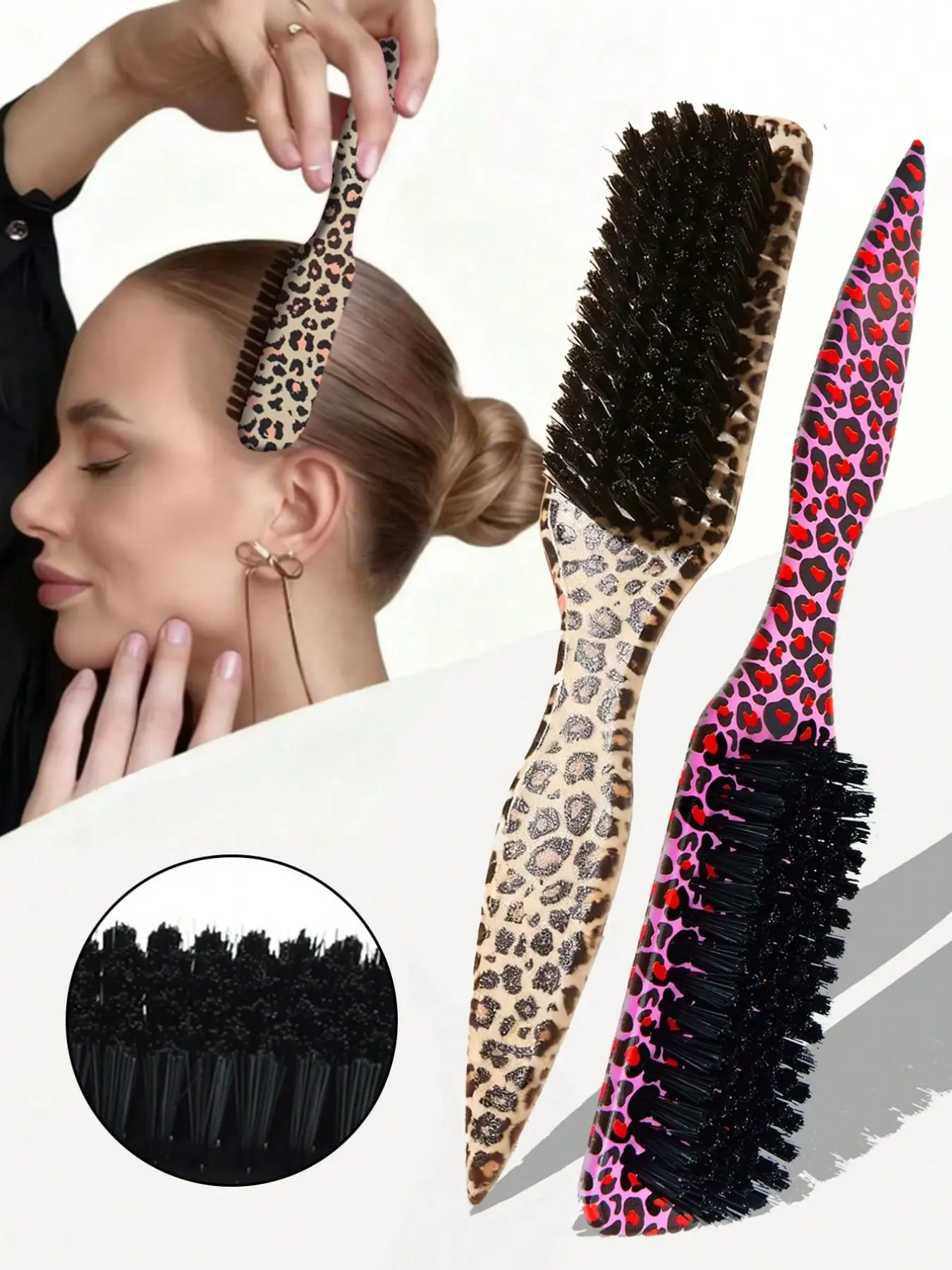 2-Piece Vintage Hair Wax Brush for Men and Women, Mustache Brush, Smooth Back Comb, Edge Control, Wide Tail Comb for Sectioning and Styling, Hair Brushes