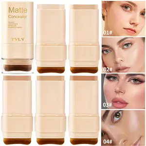 Rotating foundation stick conceals blemishes, provides long-lasting makeup, smooth texture, and natural makeup effect