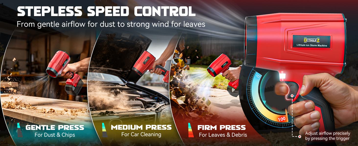 800,000RPM Leaf Blower Compatible with (Tool Only), Brushless Motor, Speed, Lightweight Blower for Car,, (Battery)