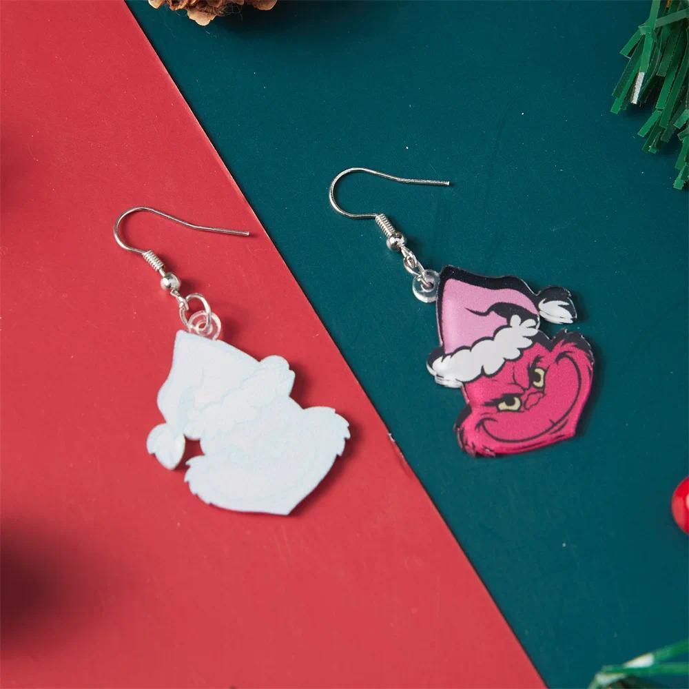 2026 Christmas Earrings Classic Cartoon Series Metal Acrylic Drop Earring for Woman Girl New Year Christmas Party Gift