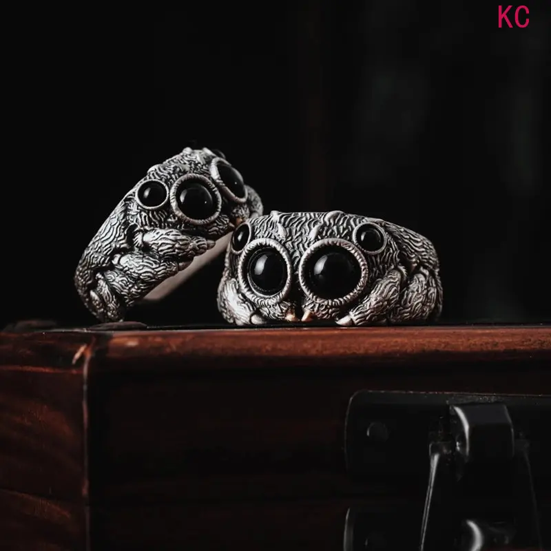 Adjustable Open Spider Bead Ring, Cute Cartoon Shaped Finger Jewelry For Daily INS Style Outfit Matching