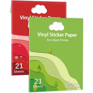 Printable Vinyl Sticker Paper for Inkjet Printer 21 Glossy and 21 Matte 8.5x11 Inches