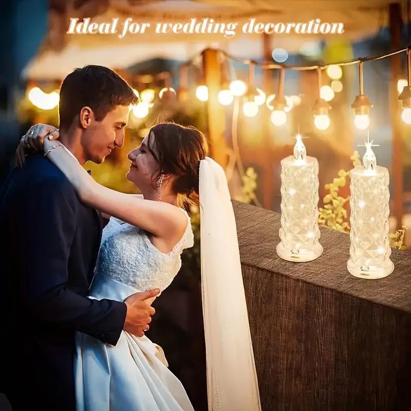 LED Flameless Candle Light, Battery Required Artificial Crystal Candle Light, LED Candle Lamp, Decorative LED Light for Home Party, Wedding, Birthday, Festival