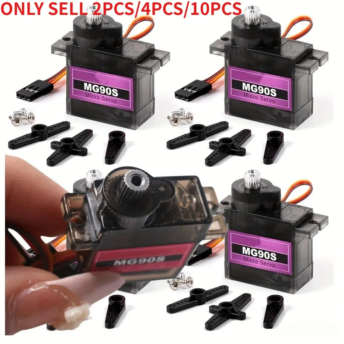 Mg90s Servo Motor, 2/4/10 Options, Plastic Gear, 9g, Sg90 Upgrade, Suitable for RC Helicopter, Boat, Car, Arduino Esp32 Projects