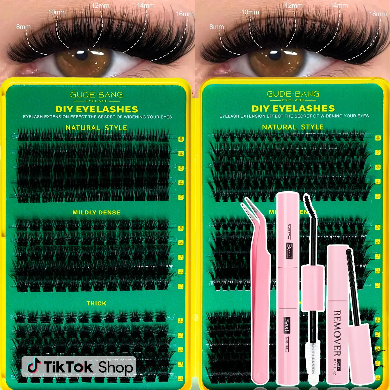 Self-Made False Eyelashes, Dense D Curl, Mixed Length, Non-Toxic, Suitable for Various Occasions, Home Self-Application