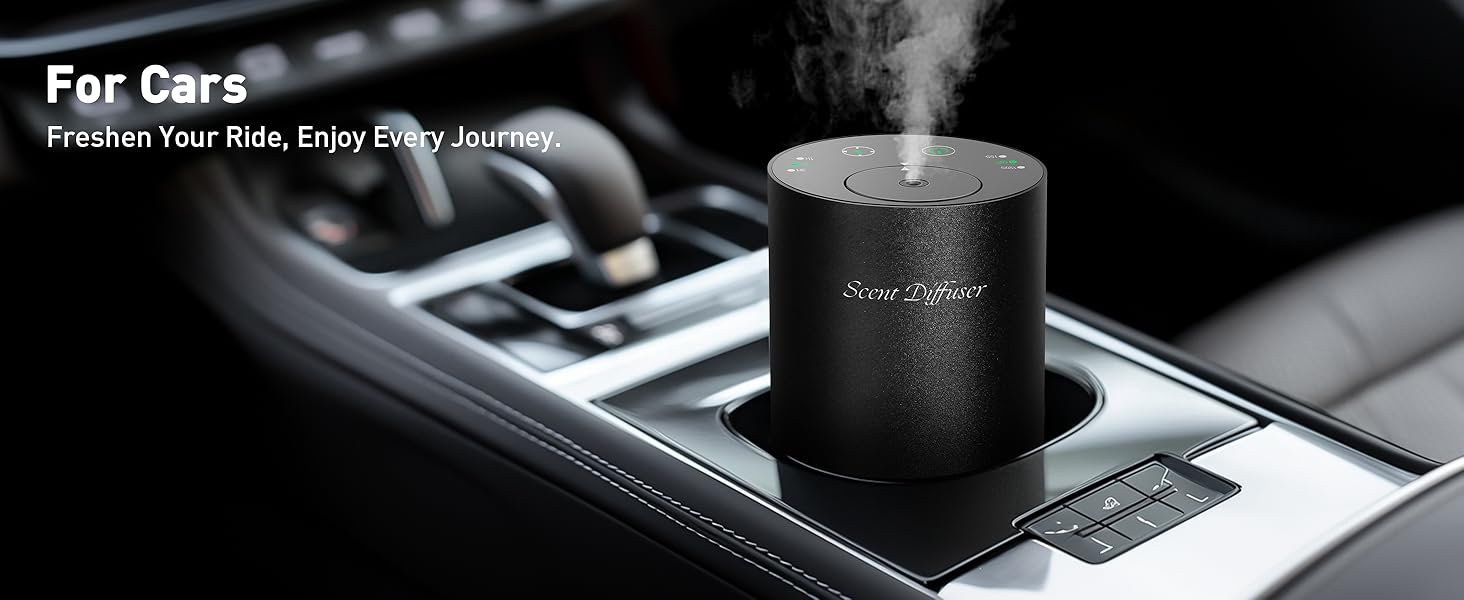 Waterless Essential Oil Diffuser Starter Kit - No Water Needed, Battery Operated Mini Scent Air Machine, Included 3x20ML Essential Oils, Portable Aromatherapy Diffuser for Home & Car & Office, Black