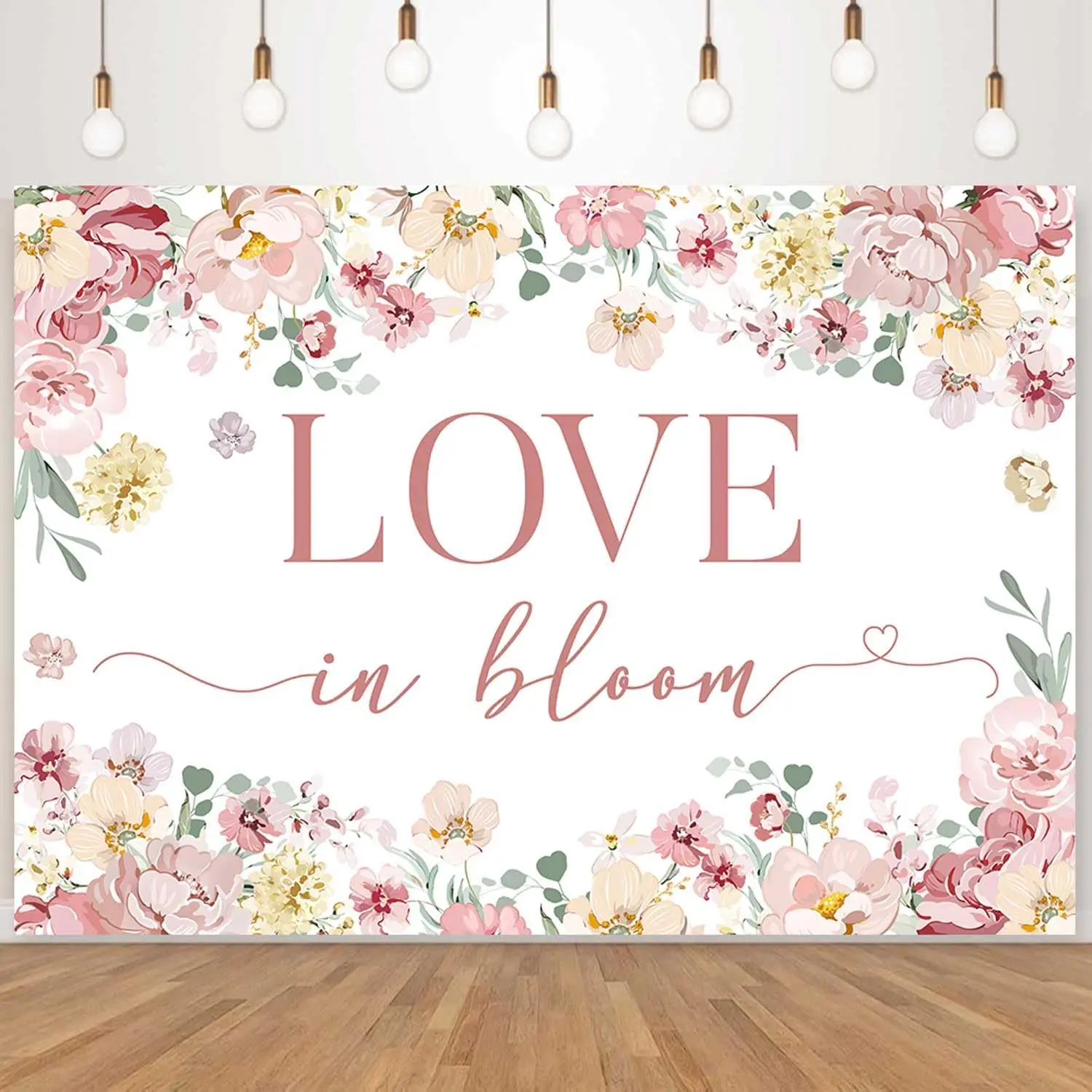 Love in Bloom Bridal Shower Decorations Backdrop,  Floral Wedding Shower Backdrops Banner Rose Flower Photo Background Engagement Wedding Bachelorette Party Decorations Supplies 7x5ft