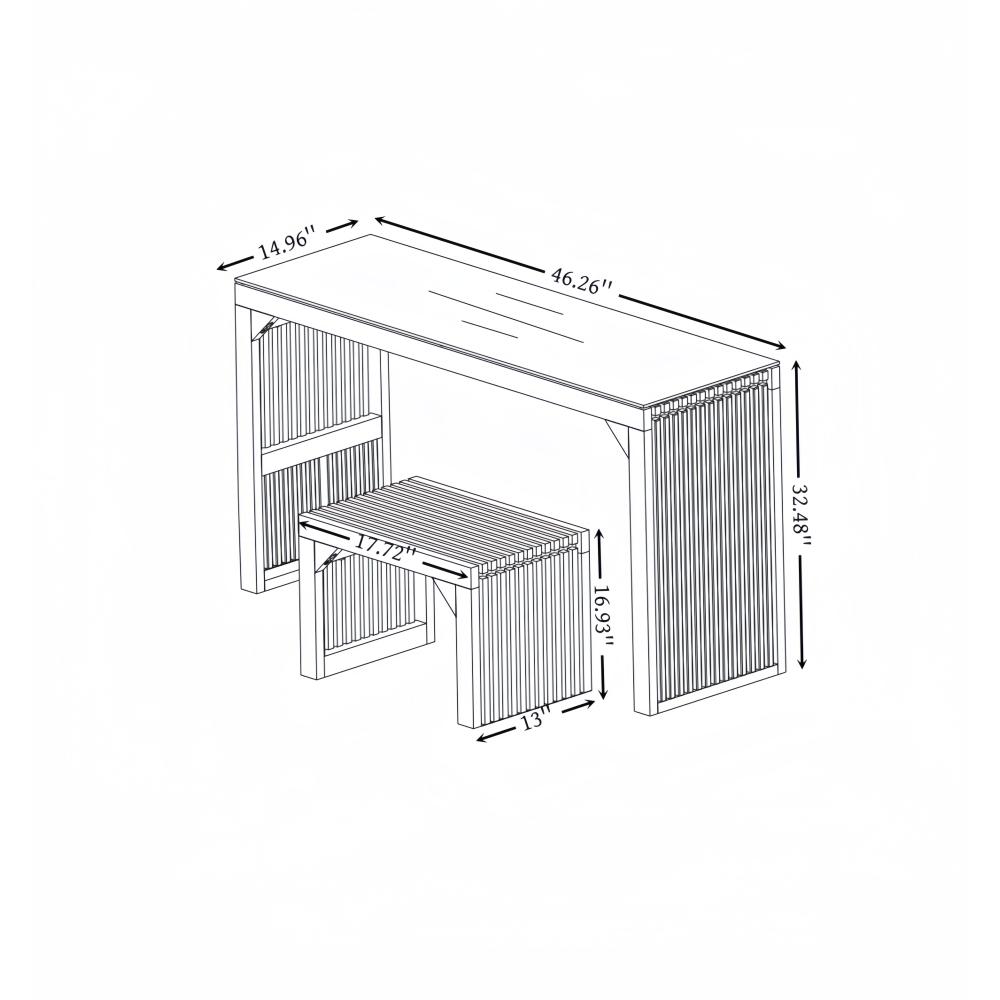 Natural Pine Dining Bench and Table Set – Versatile Indoor Wood Furniture for Entryway, Living Room, Kitchen, and Bedroom – Includes Small Tempered Glass Top
