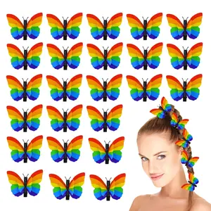 24 PCS Pride Rainbow Butterfly Hair Clips, Gay Pride Day Hair Accessories, Party Decorations for LGBT Women Girls Men, Pride Parades Celebrations Costumes