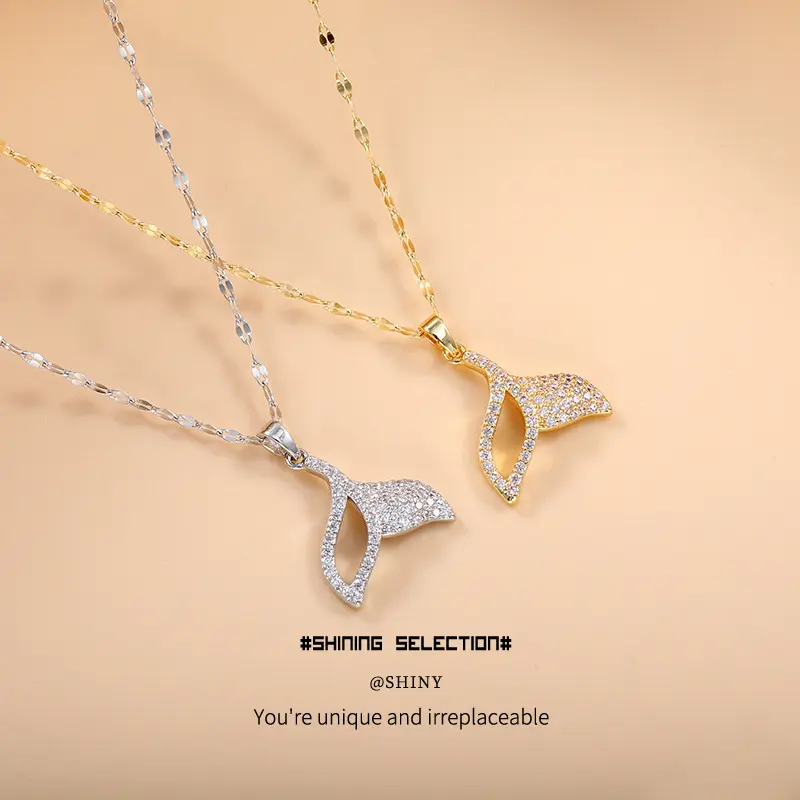 Women's Shining Goldfish Tail Moissanite Necklace - Copper Animal Pendant, Light Luxury Female Accessories, Unique Birthday Women's Gifts Jewelry