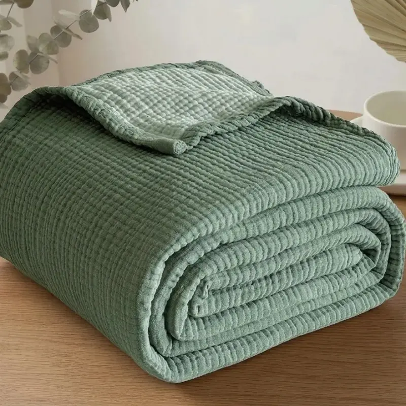 100% Cotton Muslin Throw Blanket - 4-Layer Gauze, Lightweight, Ultra Soft Twin Size, Rustic Look, All-Season Home Essential for Bed & Sofa, Variety Colors, Do Not Use Bleach or Whitener