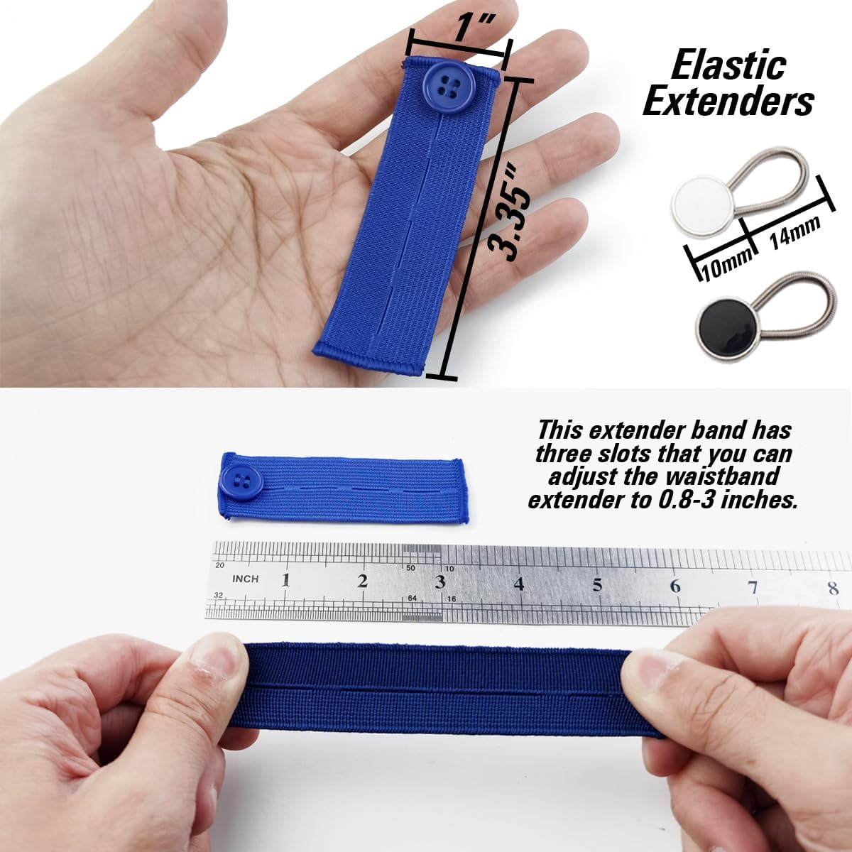 22 count Extender Button Set, Flexible Adjustable Elastic  Extender Button, Invisible   Extenders, No-Sew Extend Buttons for Women and Men's Pants Jeans Skirts Clothing Supplies