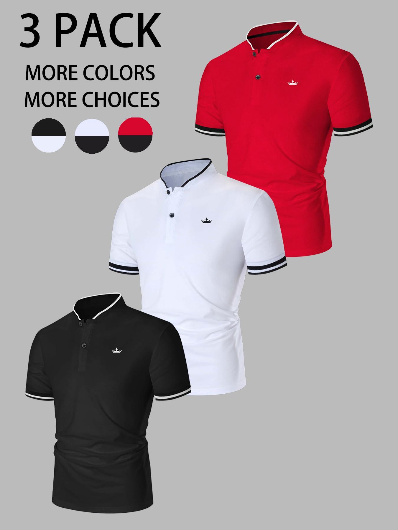 Men's Colorblock Short Sleeve Polo Shirt, Polo Tees, Regular Fit Casual Fashion Comfy Top for Summer, Men's Clothes for Daily Wear, Gamis