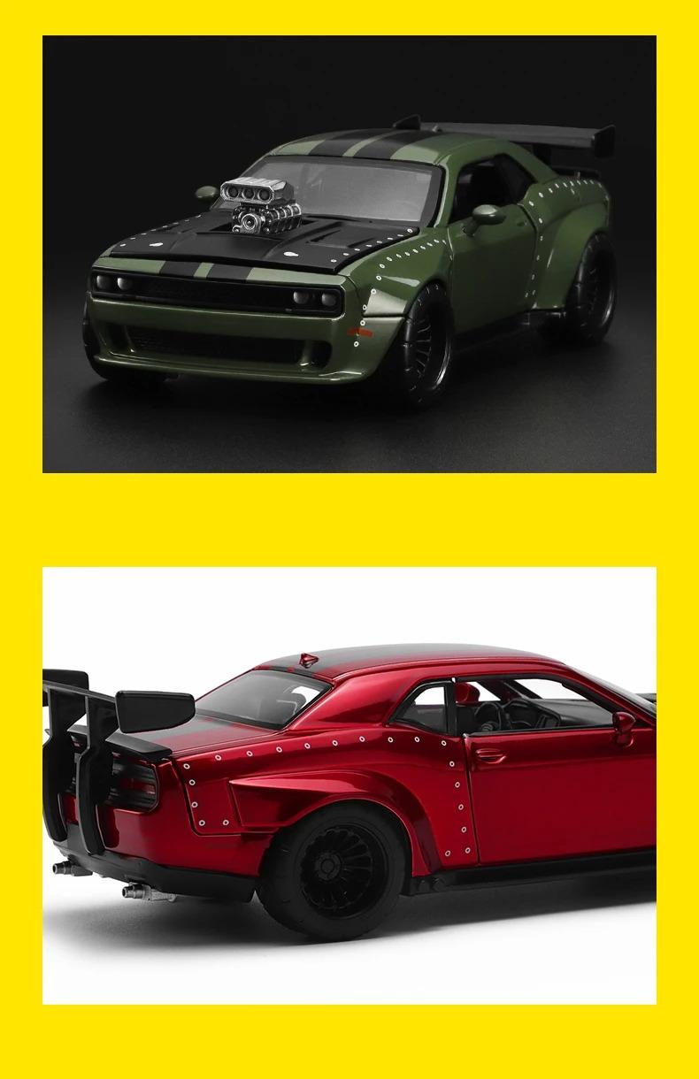 1/36 Dodge Challenger SRT Hellcat Jailbreak Assembled Modified Toy Car Model Diecast Alloy Miniature Free Wheels Collection Gift