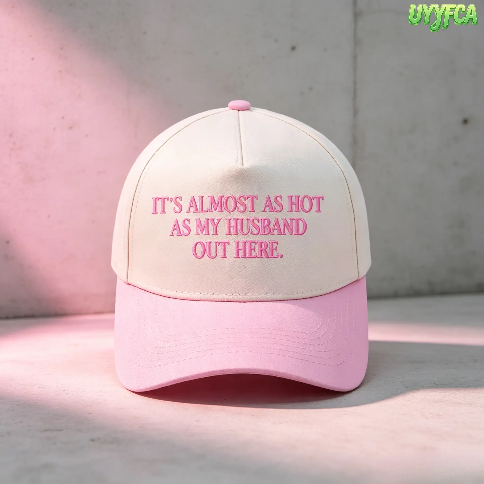 Funny Slogan Embroidered Two Tone Baseball Cap For Women, It’s Almost As Hot As My Husband Out Here Text Snapback Hat, Adjustable Curved Brim Dad Hat, Lightweight Cotton Casual Headwear For Summer Beach Daily Western Outfit Matching,Beach vacation