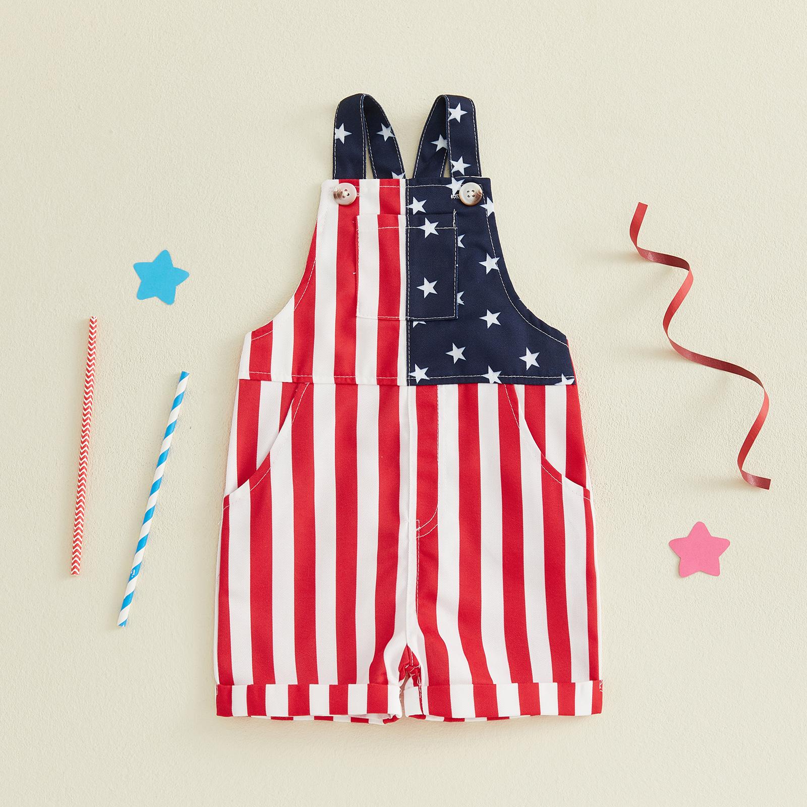 Emmababy Kids Toddler Baby Boy Girl 4th of July Overalls Outfits American Flag Overall Shorts Suspender Jumpsuit with Pocket Costume Romper Emmababy Kids Toddler Baby Boy Girl 4th of July Overalls Outfits American Flag Overall Shorts Suspender Jumpsuit with Pocket Costume Romper