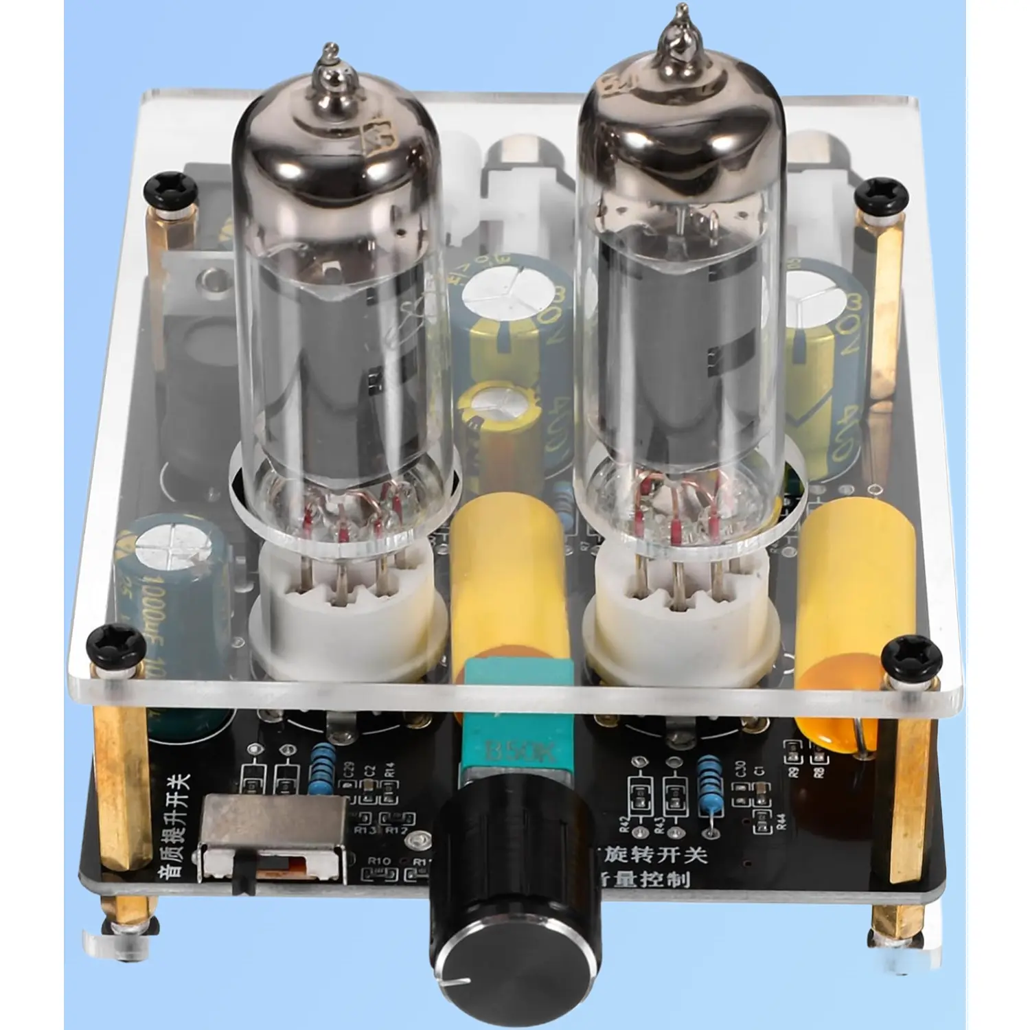 Veemoon Compact Vacuum Tube Stereo Preamp - High-Fidelity Phonograph Turntable Signal Booster with Plug, ABS Housing, Noise-Reducing Audio Preamp Board, Equipment Protection, Stable Connection, Durable Build