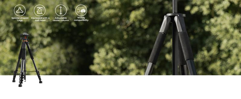 K&F CONCEPT 75 inch/190cm Camera Tripod,Lightweight Travel Outdoor DSLR Tripods with 360 Degree Ball Head Load Capacity 8kg/17.6lbs,Cellphone Clip and Remote Control for Smartphone S255A3+BH-36