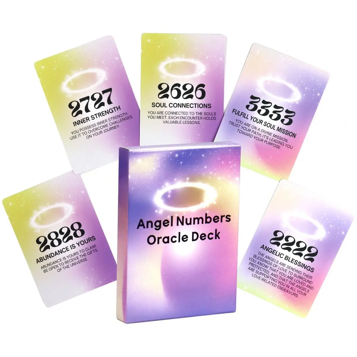 Angel Number Oracle Cards, Angel Card Deck, Divination and Fortune-Telling Cards, Portable Size, Family Party Game, Card Games, Ideal for Beginners, Birthday Parties