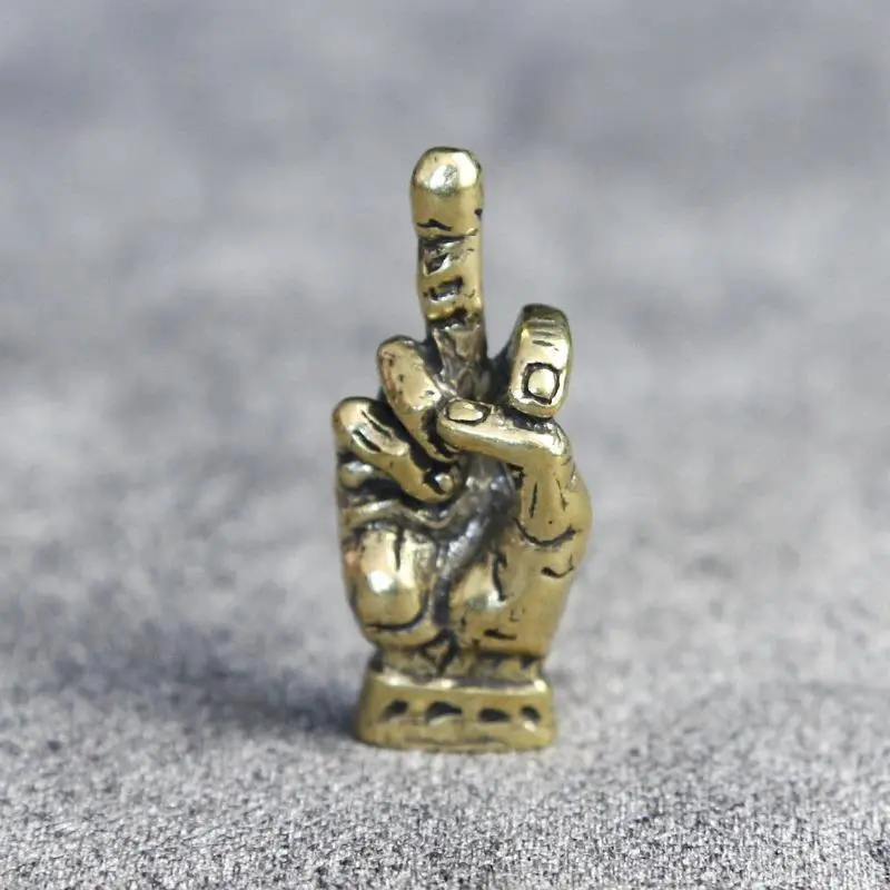 Brass Middle Finger Hand Paracord Beads - Punk DIY Umbrella Rope Bracelets Accessories, Knife Lanyard Pendants, Retro Stress Relief Toy, Diy Umbrella Bracelets