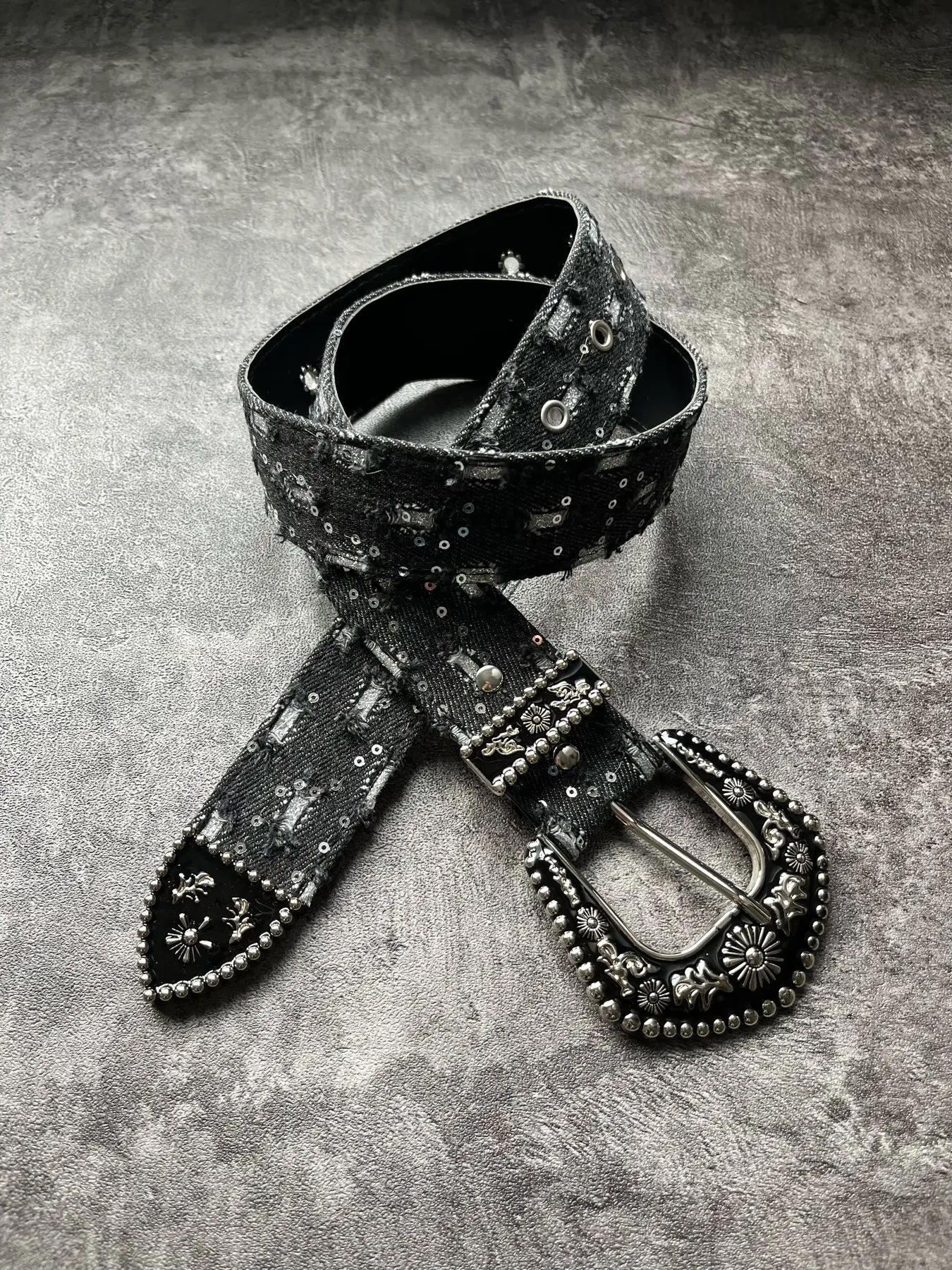 Five sided buckle denim belt Y2K heavy-duty belt denim design sense belt made of vintage American style belt