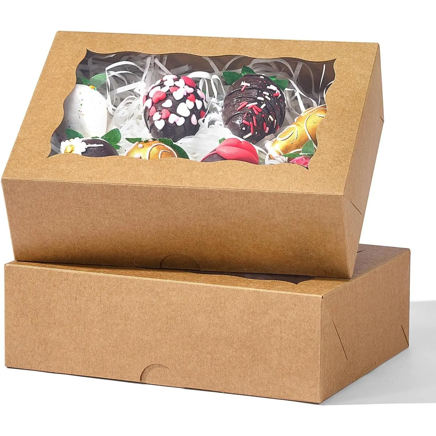 8PCS Brown Bakery Boxes with Window, 8x6x2.5 Inch Gift-Ready Pastry Box for Chocolate Strawberries, Macarons, Donuts, Truffles, Ores, Cookies, Perfect for Different Holiday Celebrate