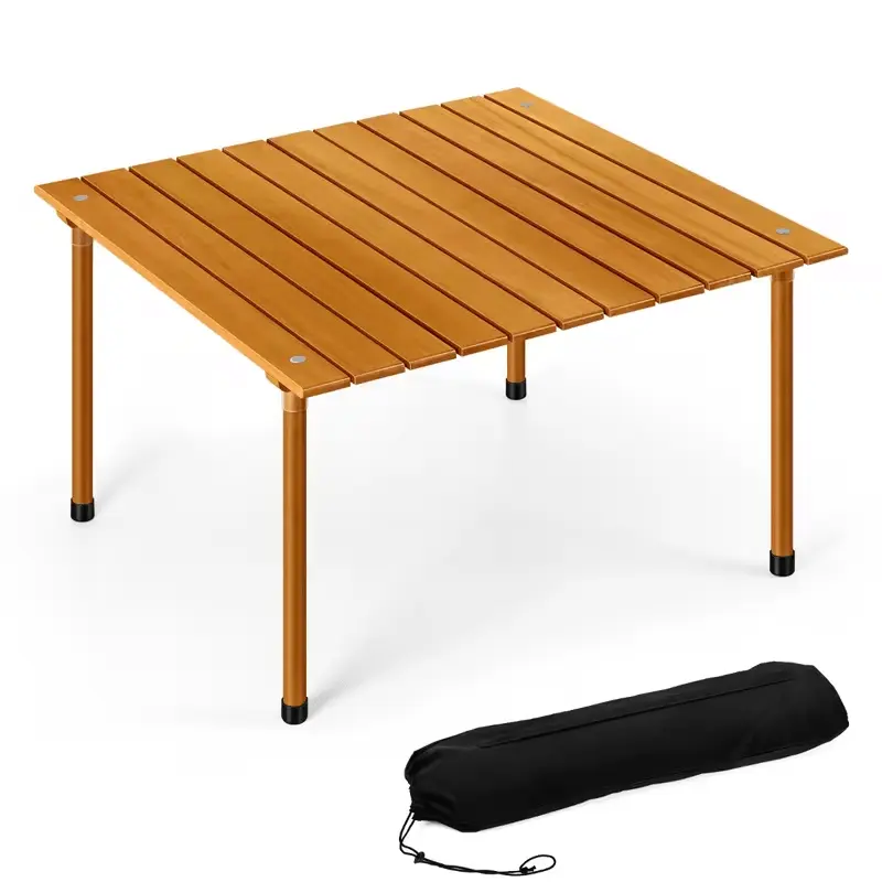 1 portable foldable camping side table, lightweight roll-up tabletop with storage bag, multifunctional beach table, small picnic backpack table, suitable for outdoor cooking, barbecuing, hiking, boating, and traveling