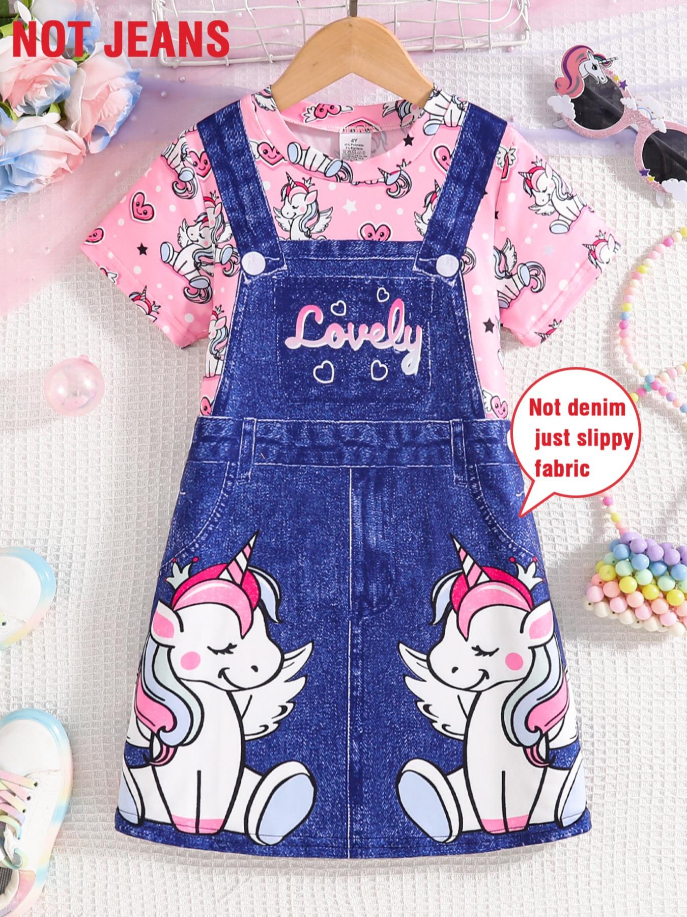 unicorn denim dress Unicorn Overalls Dress Denim Birthday Set, Unicorn Converse Shoes, Birthday Outfit, Unicorn Denim Outfit With Shoes, Overalls Denim Dress