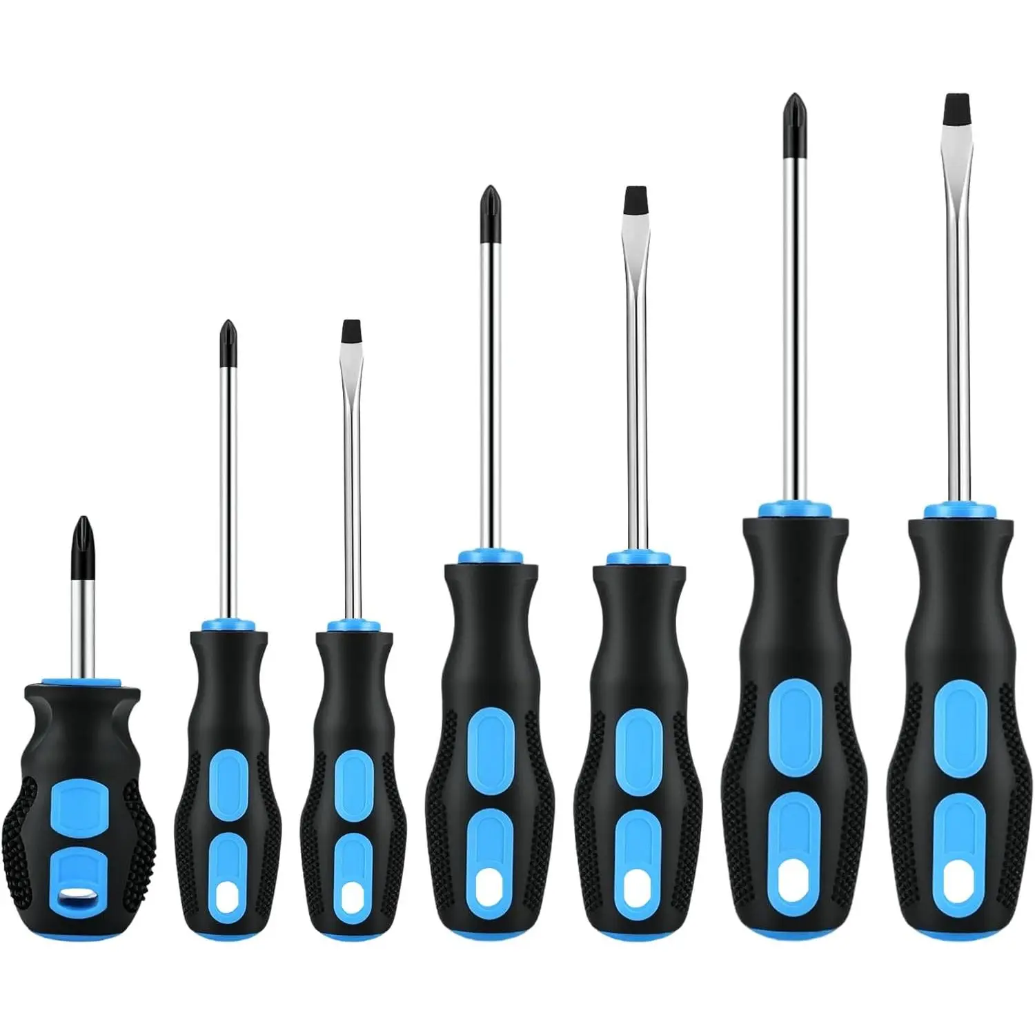 7-   Set, 4 Phillips, 3 Flat, Cushion Grip |  Tip  Set, Anti-Slip Cushion Grip, Phillips & Flat Heads, Furniture Assembly, Mechanics, DIYers
