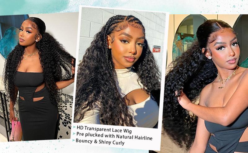 TikTokShopBlackFriday Bling Hair 13x6 13x4 Hd Transparent Lace Frontal Wig Water Wave 180 Density Curly Brazilian Human Hair Pre plucked Deep Wave Lace Front Wigs For Black Women