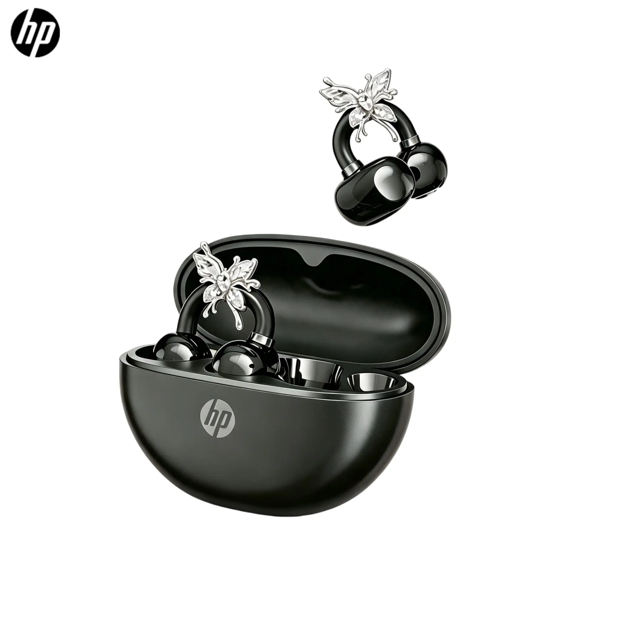 Hp H10m Bluetooth-compatible Earbuds 5.4, Wireless Earplugs with Clip, Voice Assistant Support, Waterproof Sweatproof, 48 Hours Battery Life, for Phone, Sports, Laptop