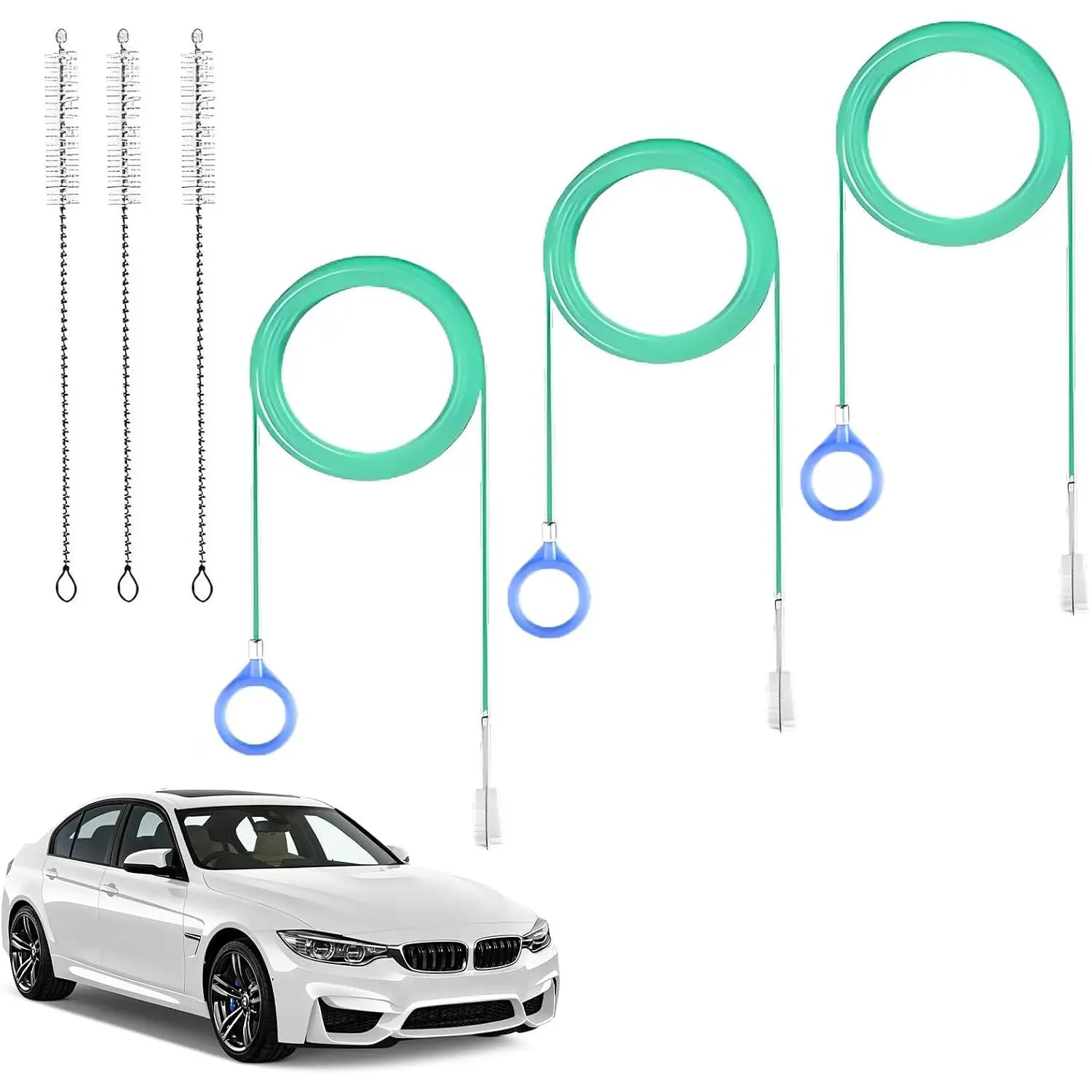 3 count 120 Inch Auto Sunroof Cleaning Tool, & 3 count 7.9 Inch Brush | Long Flexible Pipe Brush, Tube Cleaner Brush, For  Sunroof, Windshield Wiper Drain Hole