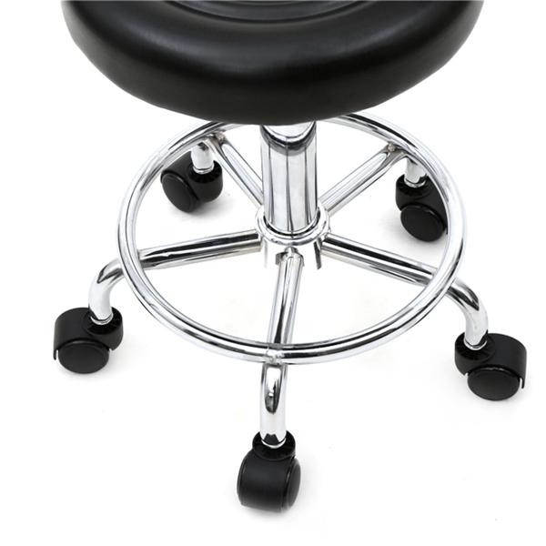 Drafting Chair with Backrest – Adjustable Foot Rest Rolling Stool with Wheels, PU Leather Swivel Stool for Office Spa Studio Lab Counter Salon Home Work Bar Kitchen Shop(Black)