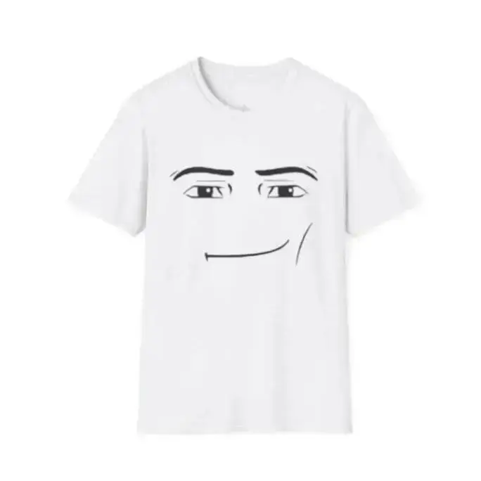 Roblox Minimalist Face Graphic T-Shirt Sarcastic Expression Tee Unisex Casual Streetwear Crewneck Short Sleeve Top For Men And Women Shortsleeve White Tshirt