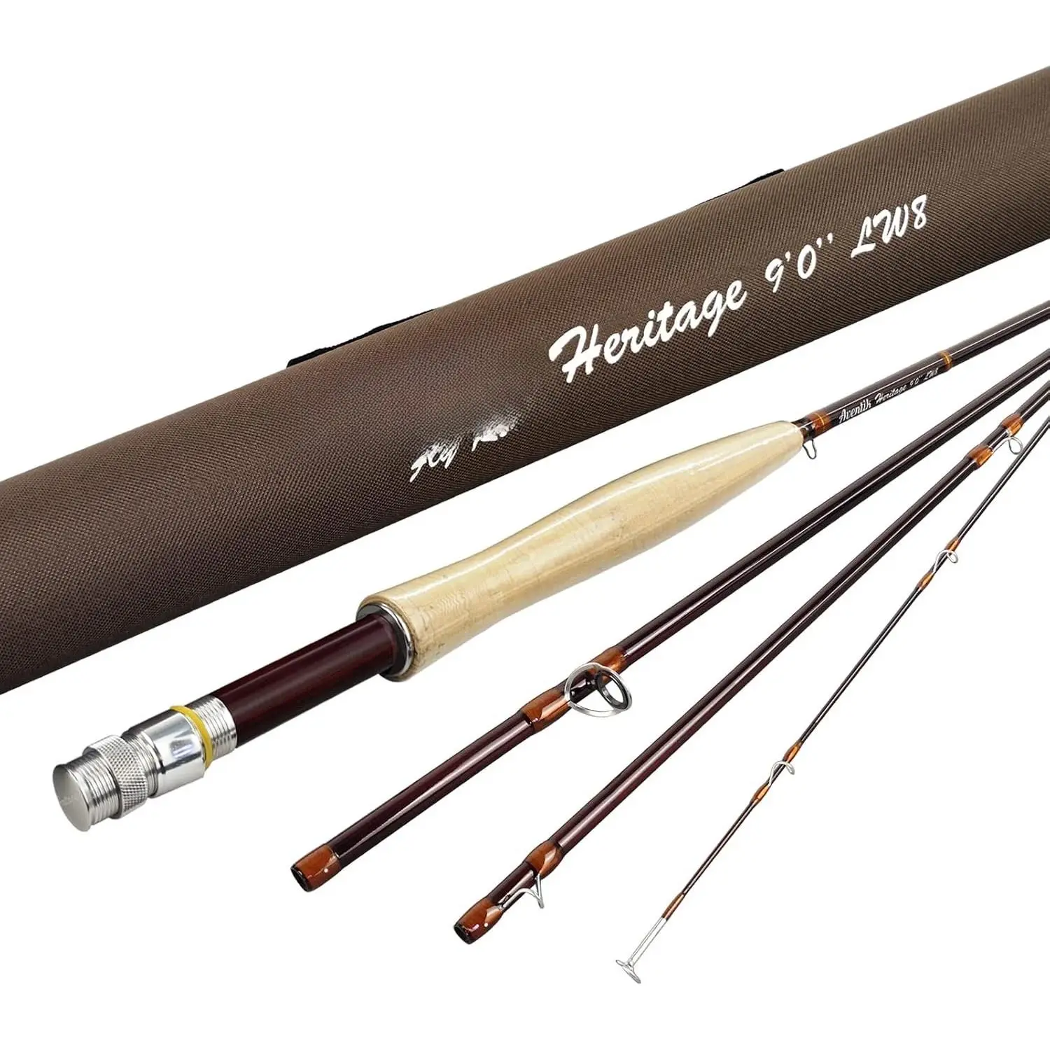 Unisex Heritage Fly Fishing Rod with Rod Tube, Carbon Fiber IM8 Blank, Medium Action, 7-9ft Lengths, 4-8wt Compatibility, ALPS Components & Guides for Trout Fishing Setup, Alps Guides