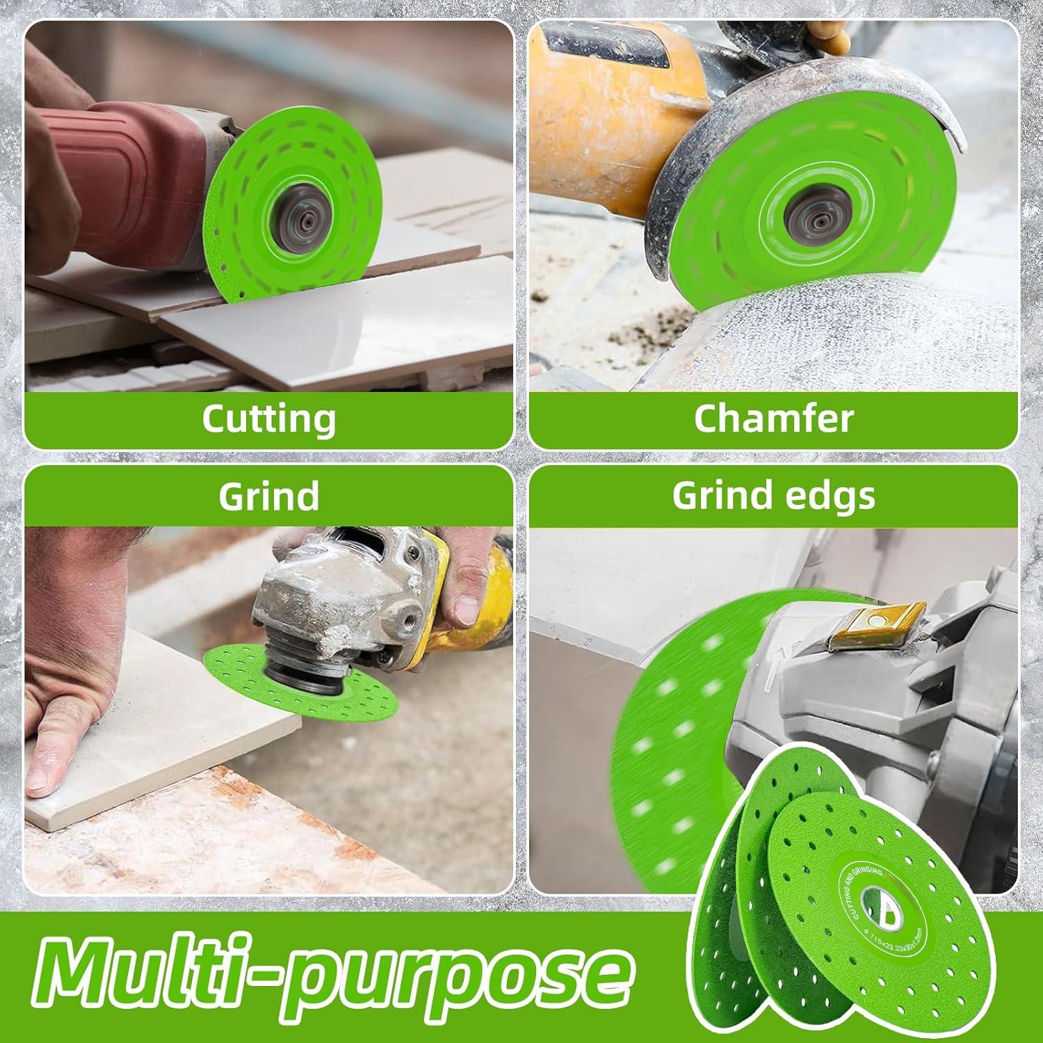 4PCS 4-1/2 Inch Diamond Saw Blades - Ceramic, Glass, Rock & Tile Cutting Disc for Angle Grinder, Industrial Strength Diamond Blade Set