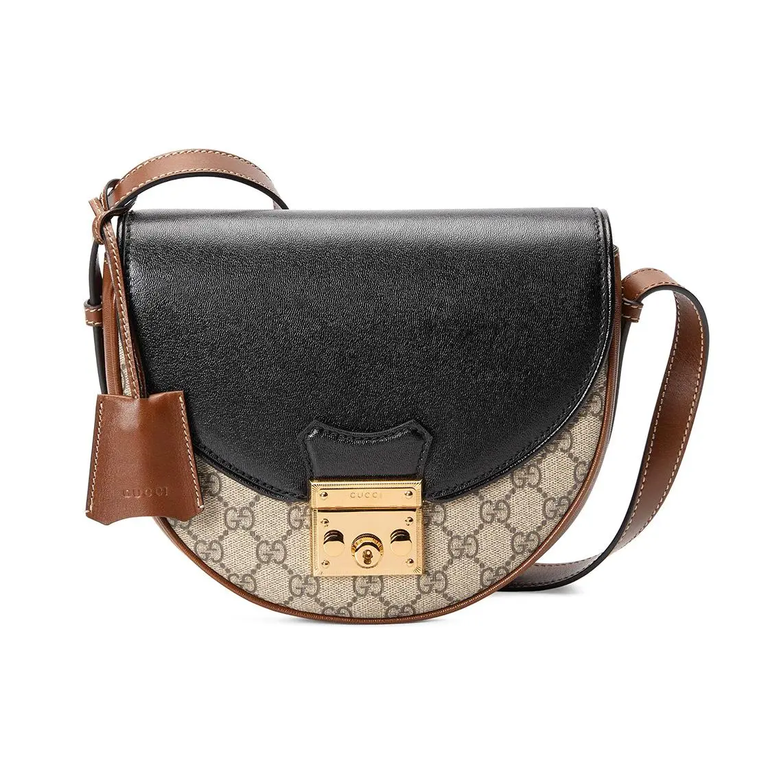 Gucci Padlock Logo Canvas and Leather Saddle Bag for Women – Classic Beige